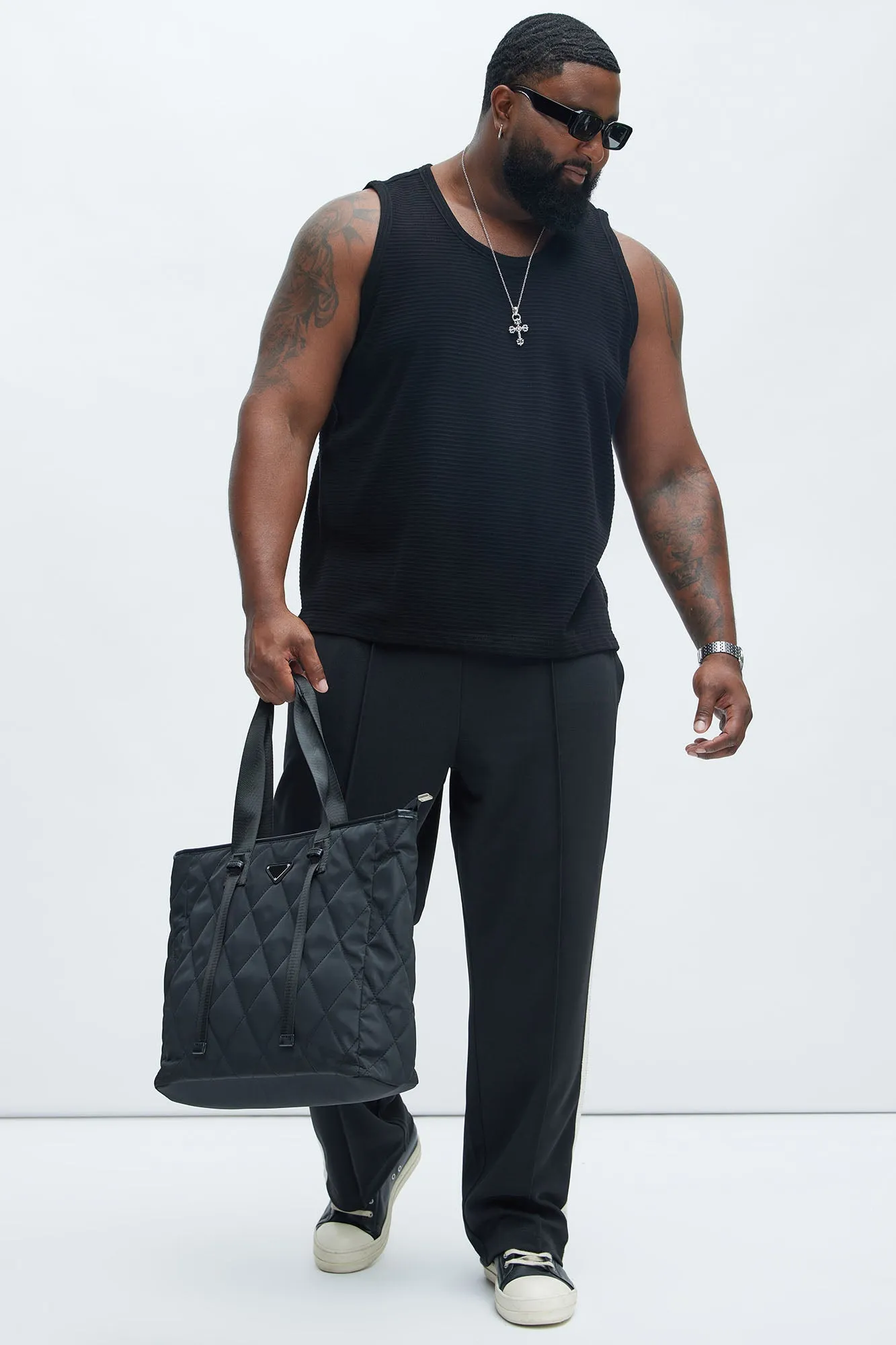 Athens Rib Textured Relaxed Tank - Black