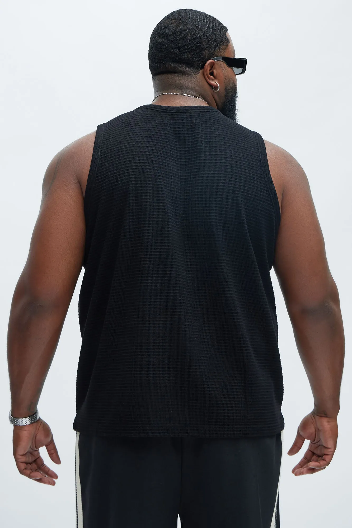 Athens Rib Textured Relaxed Tank - Black