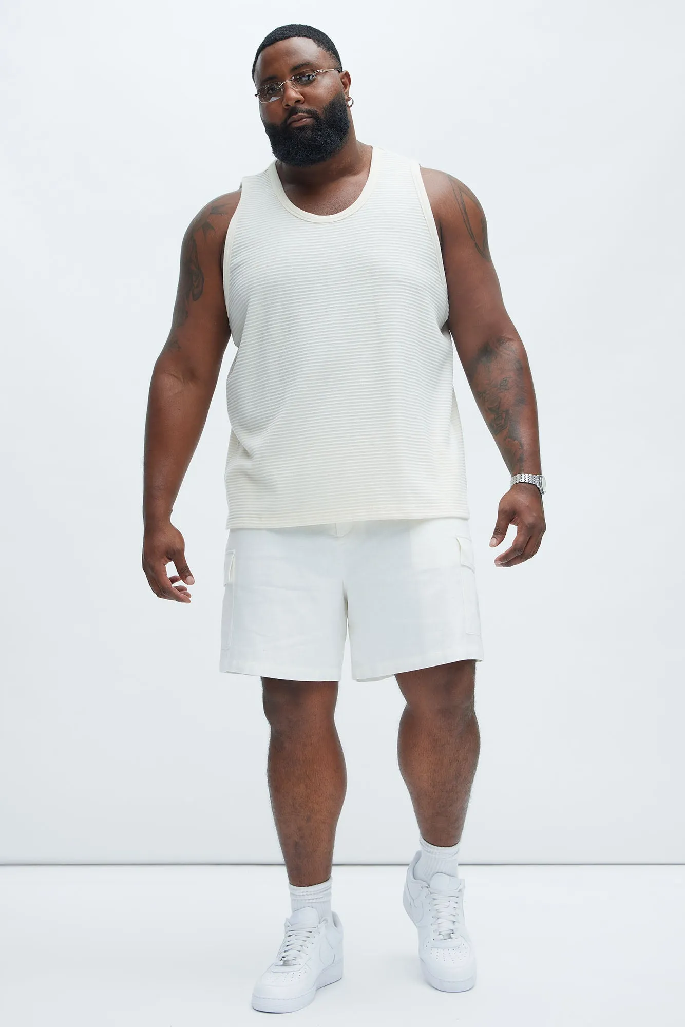 Athens Rib Textured Relaxed Tank - Cream