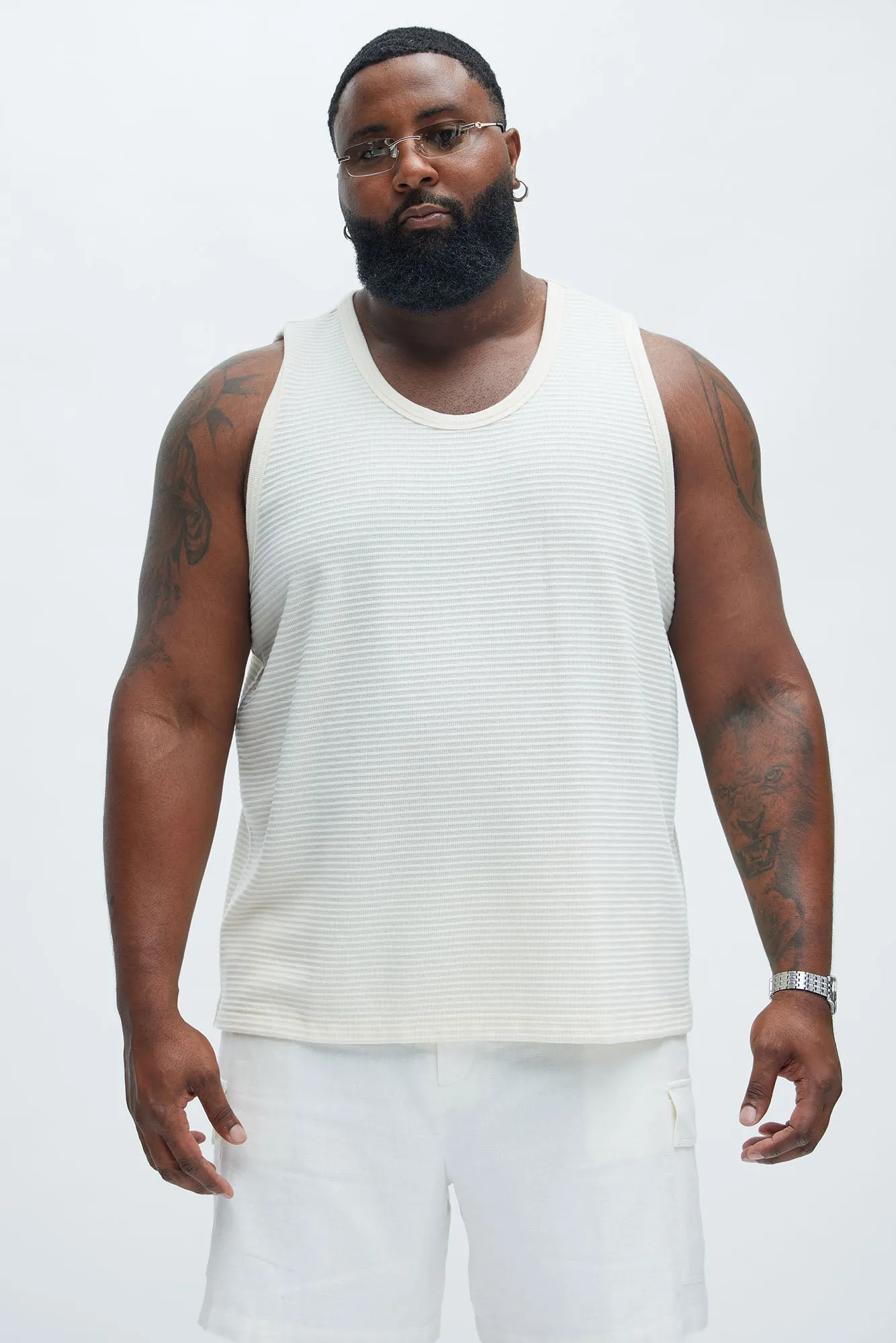 Athens Rib Textured Relaxed Tank - Cream