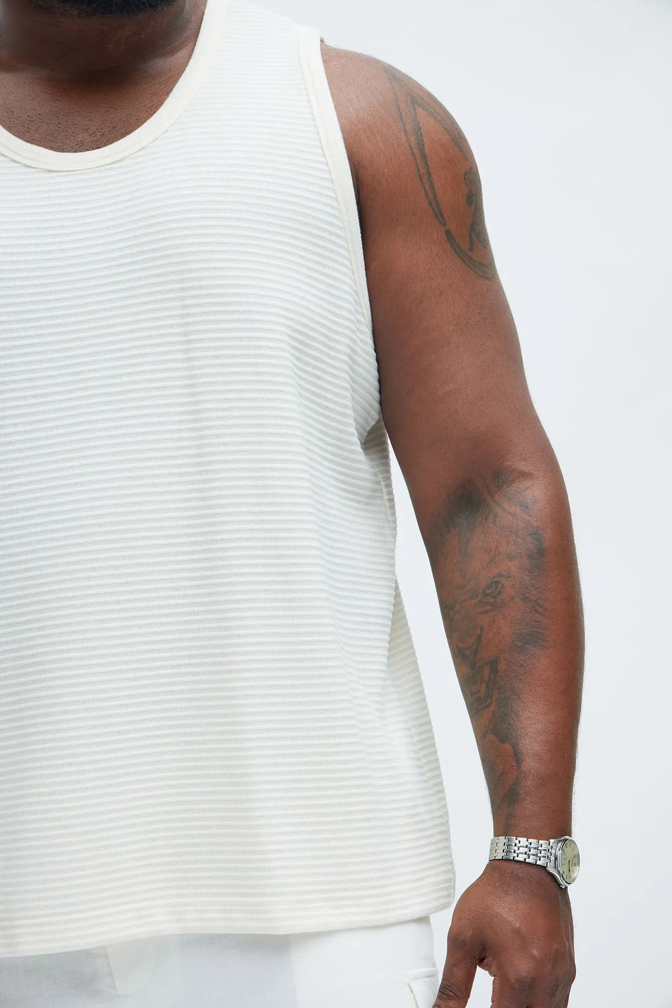 Athens Rib Textured Relaxed Tank - Cream