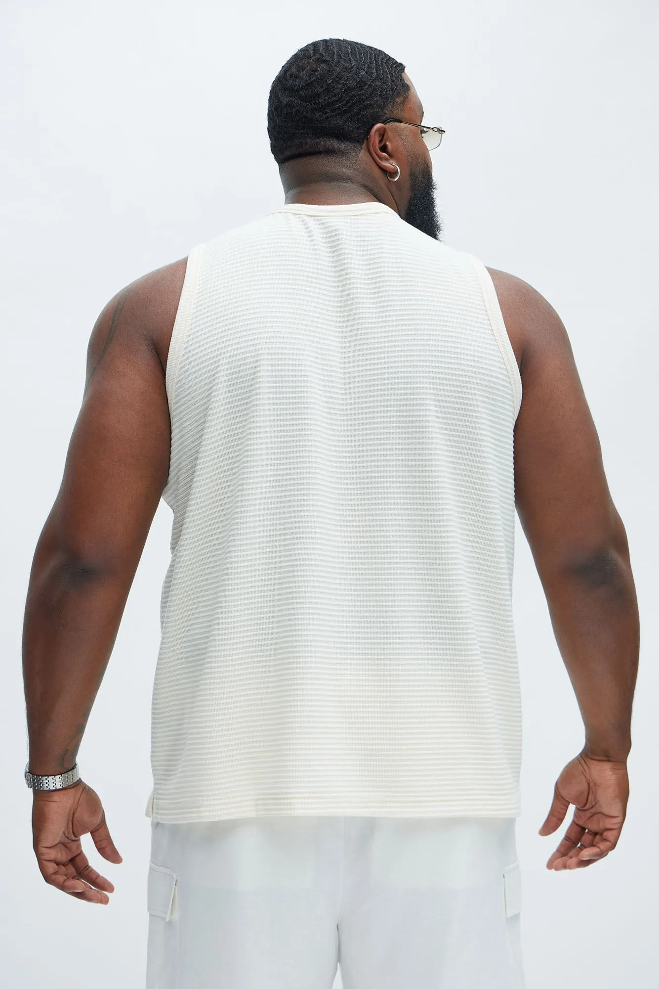 Athens Rib Textured Relaxed Tank - Cream