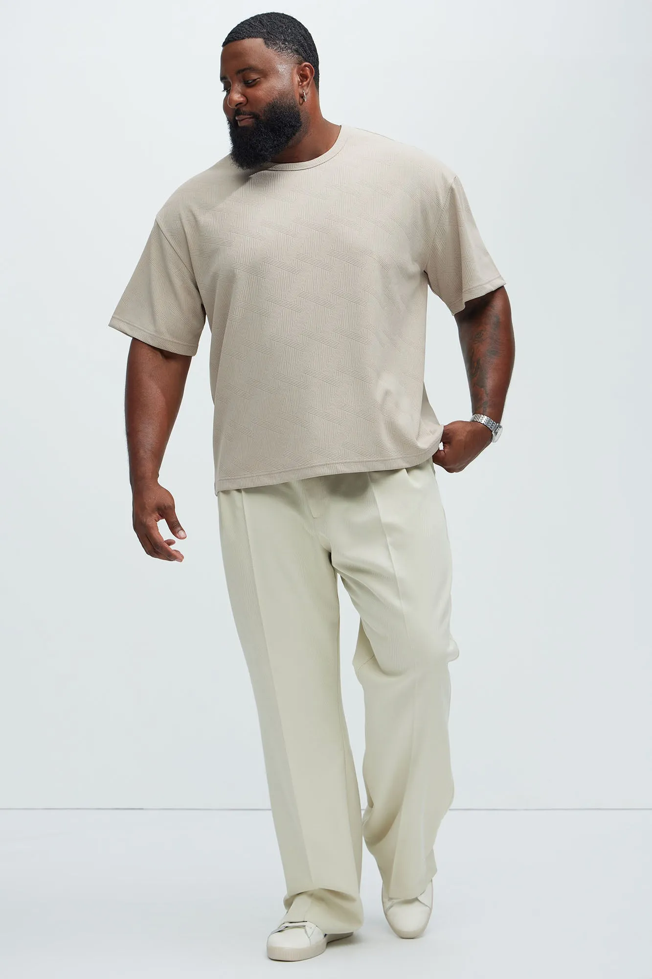 Benji Textured Relaxed Tee - Taupe