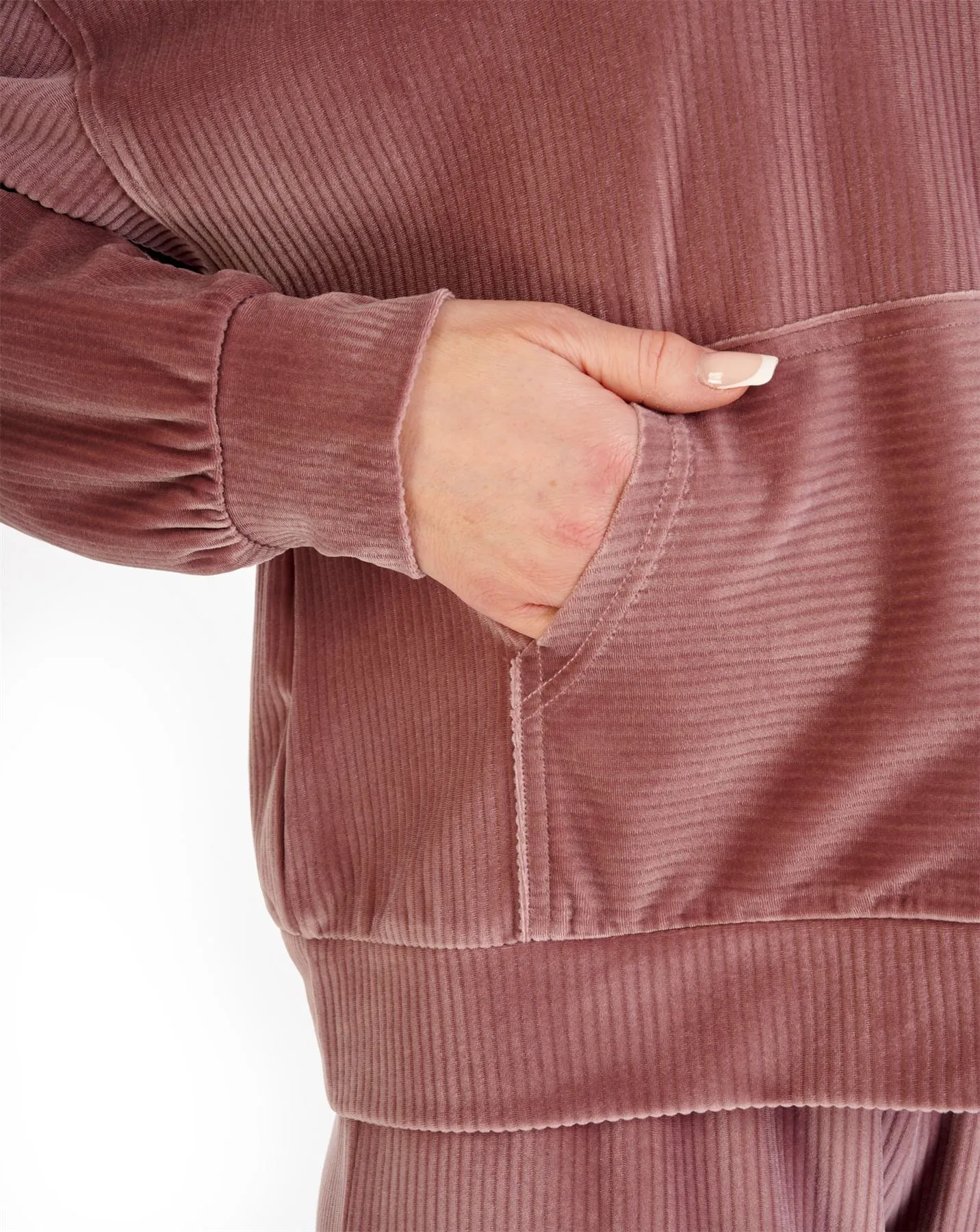 Gasp Womens Lounge Velour Stripe Hooded Pyjamas