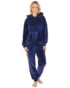 Gasp Womens Lounge Velour Stripe Hooded Pyjamas