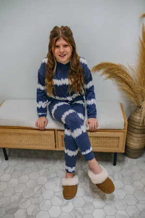 Girls Lounge Set - Tie Dye Navy