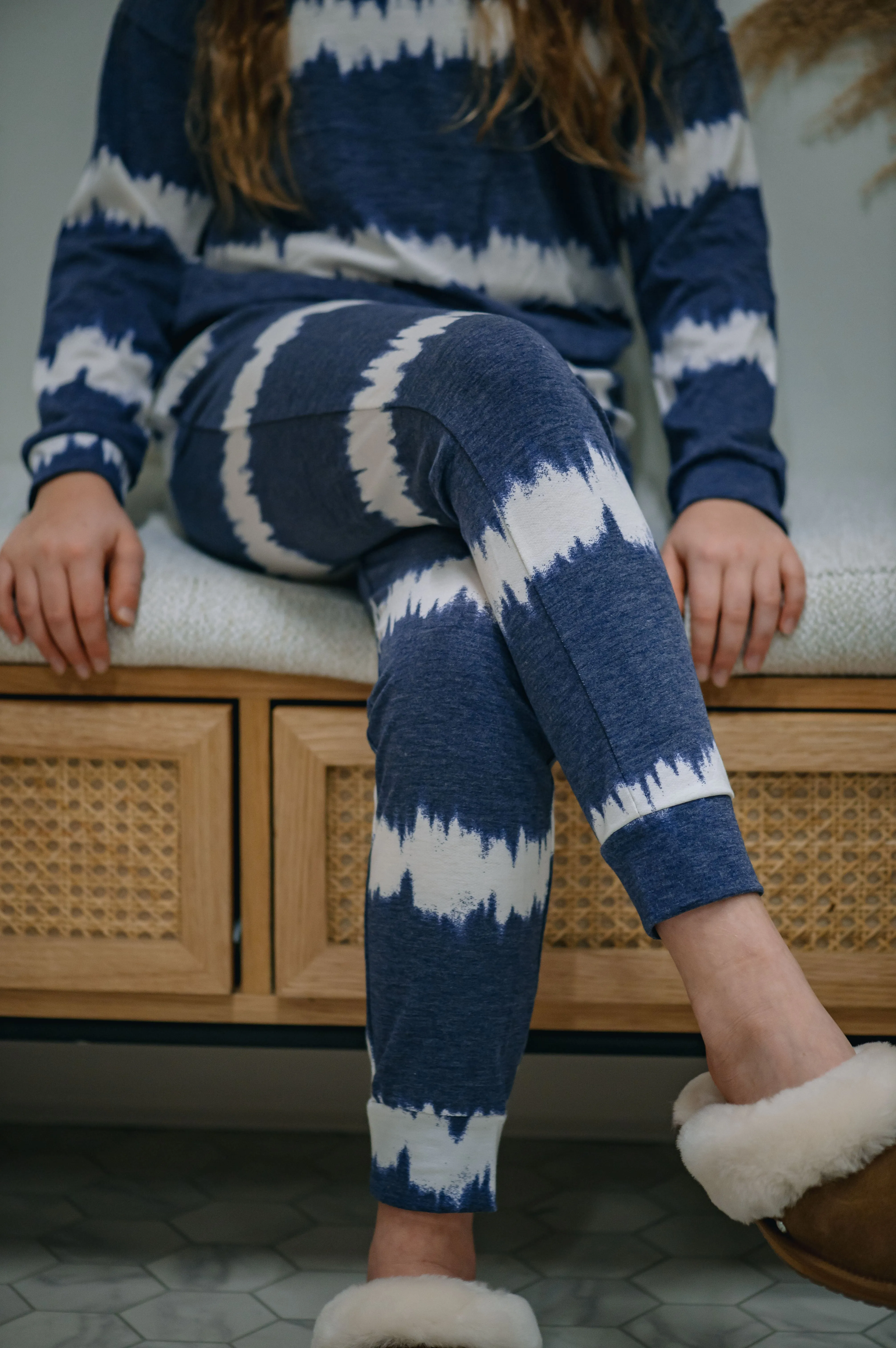 Girls Lounge Set - Tie Dye Navy