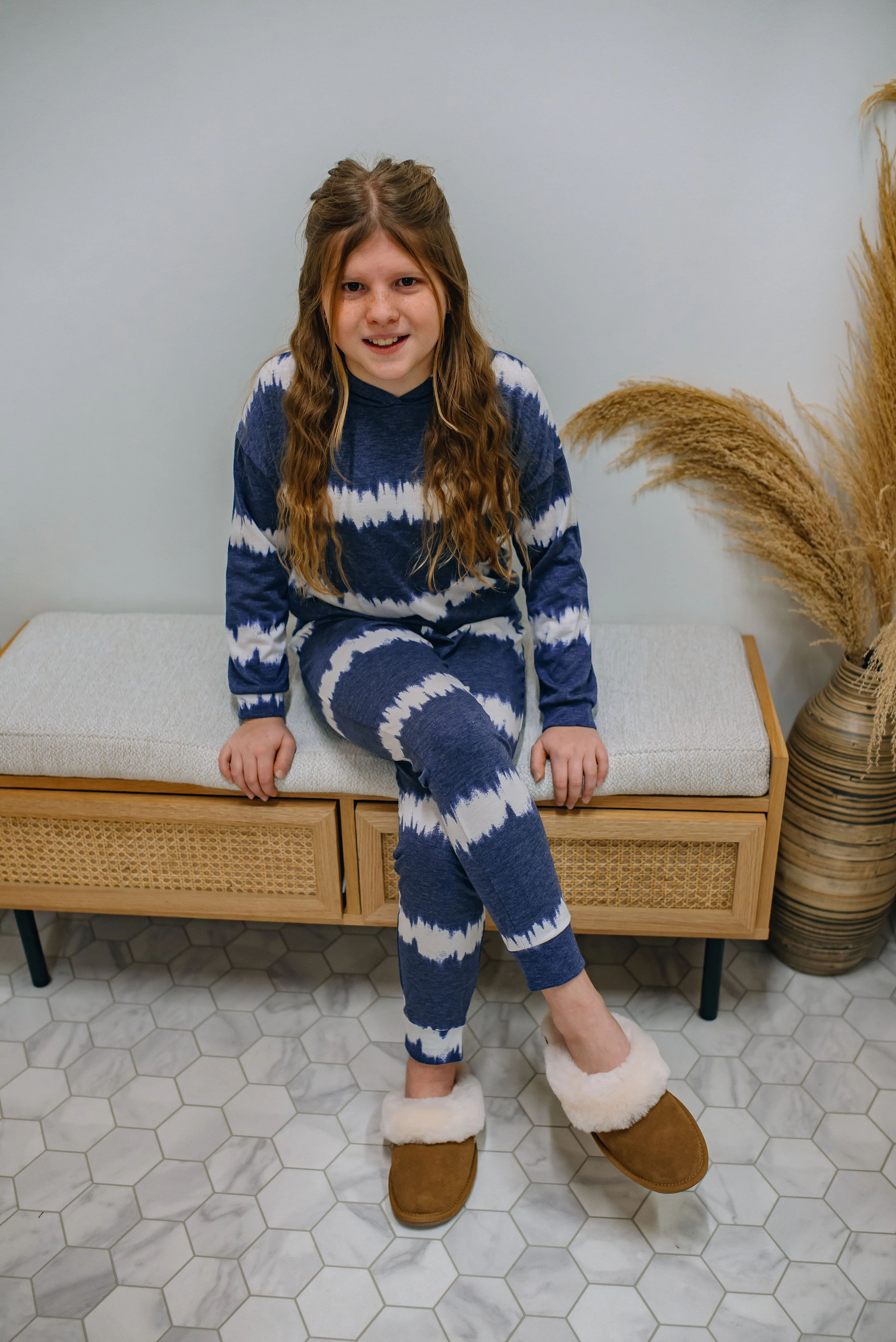 Girls Lounge Set - Tie Dye Navy