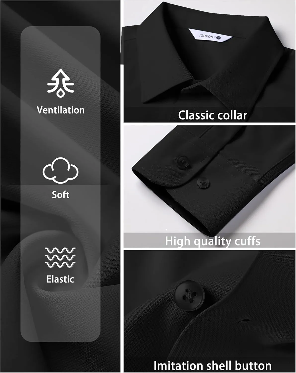 Mens Dress Shirts Long Sleeve Non Iron Breathable Wrinkle Free Stretch Regular Fit Men's Fitted Formal Shirts