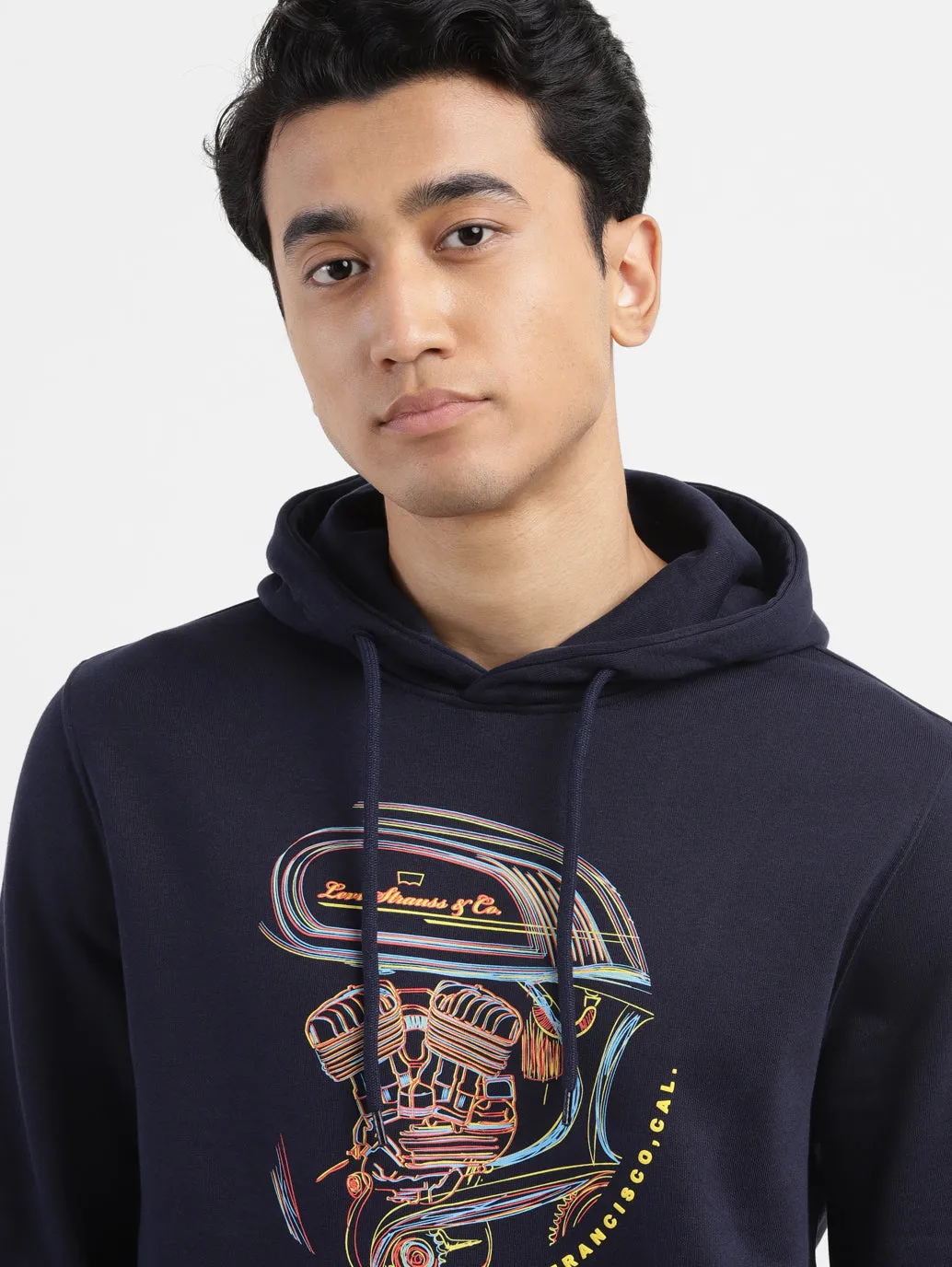 Men's Graphic Navy Hooded Sweatshirt