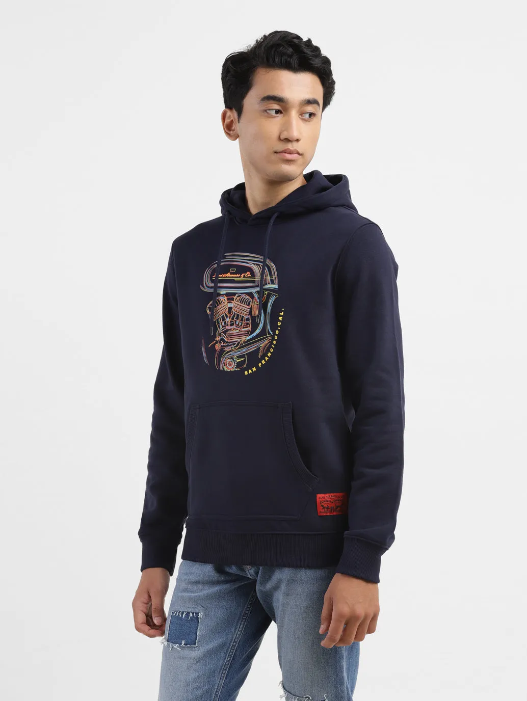 Men's Graphic Navy Hooded Sweatshirt