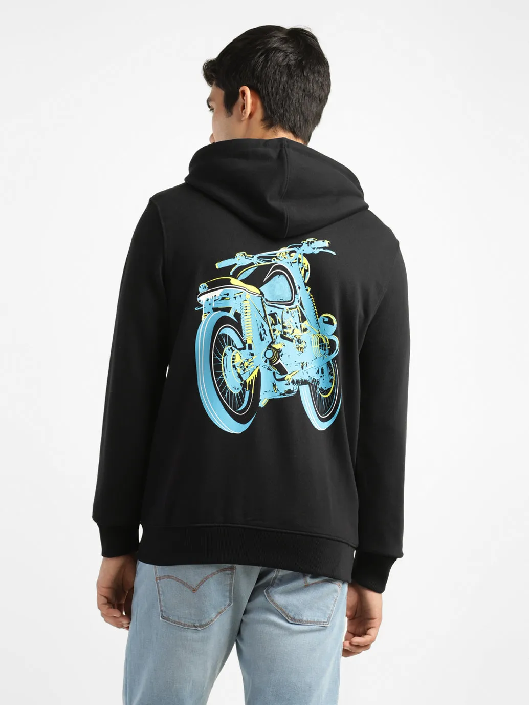Men's Solid Black Hooded Sweatshirt