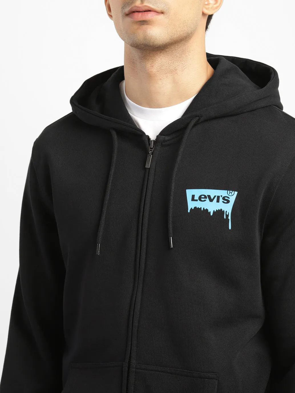 Men's Solid Black Hooded Sweatshirt