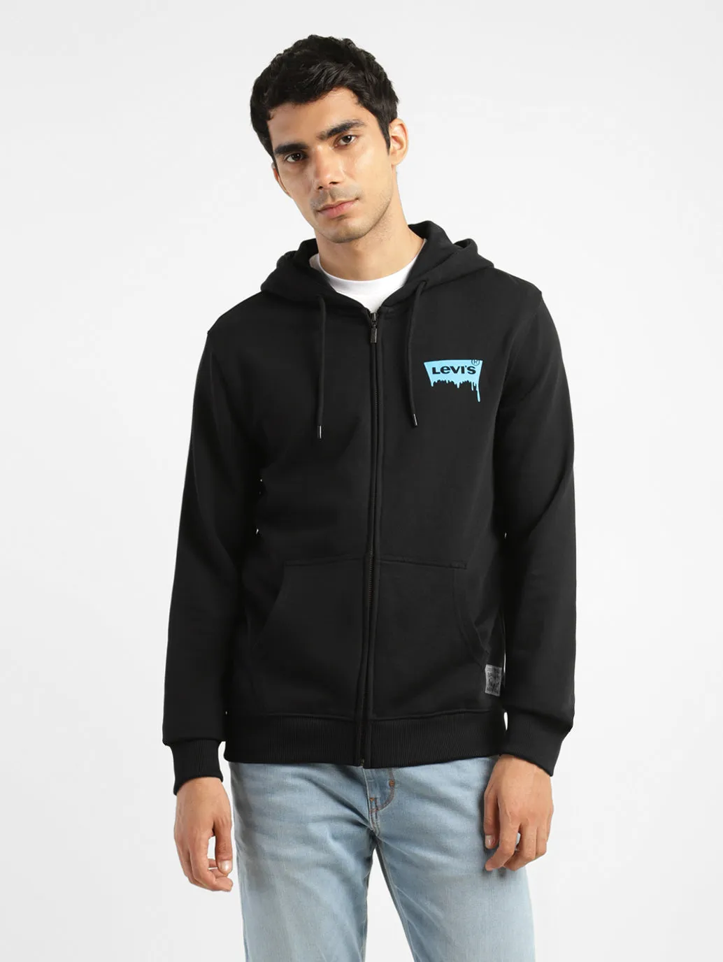 Men's Solid Black Hooded Sweatshirt