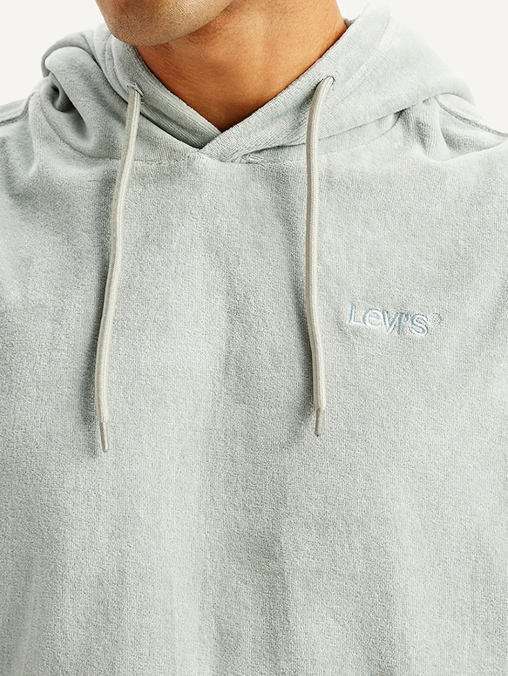 Men's Solid Light-Grey Hooded Sweatshirt