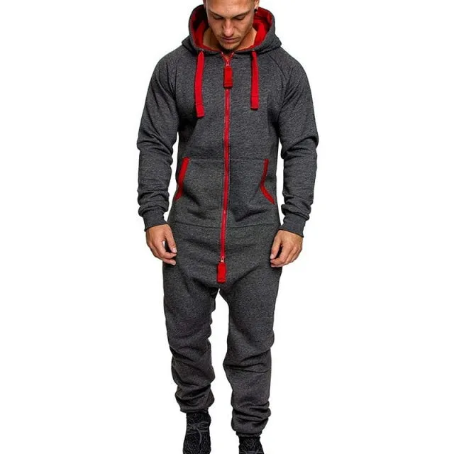 Men's Zipper Hoodie One-piece Garment Pajama Playsuit