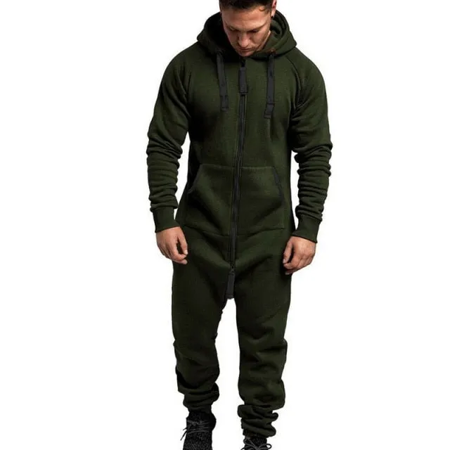 Men's Zipper Hoodie One-piece Garment Pajama Playsuit