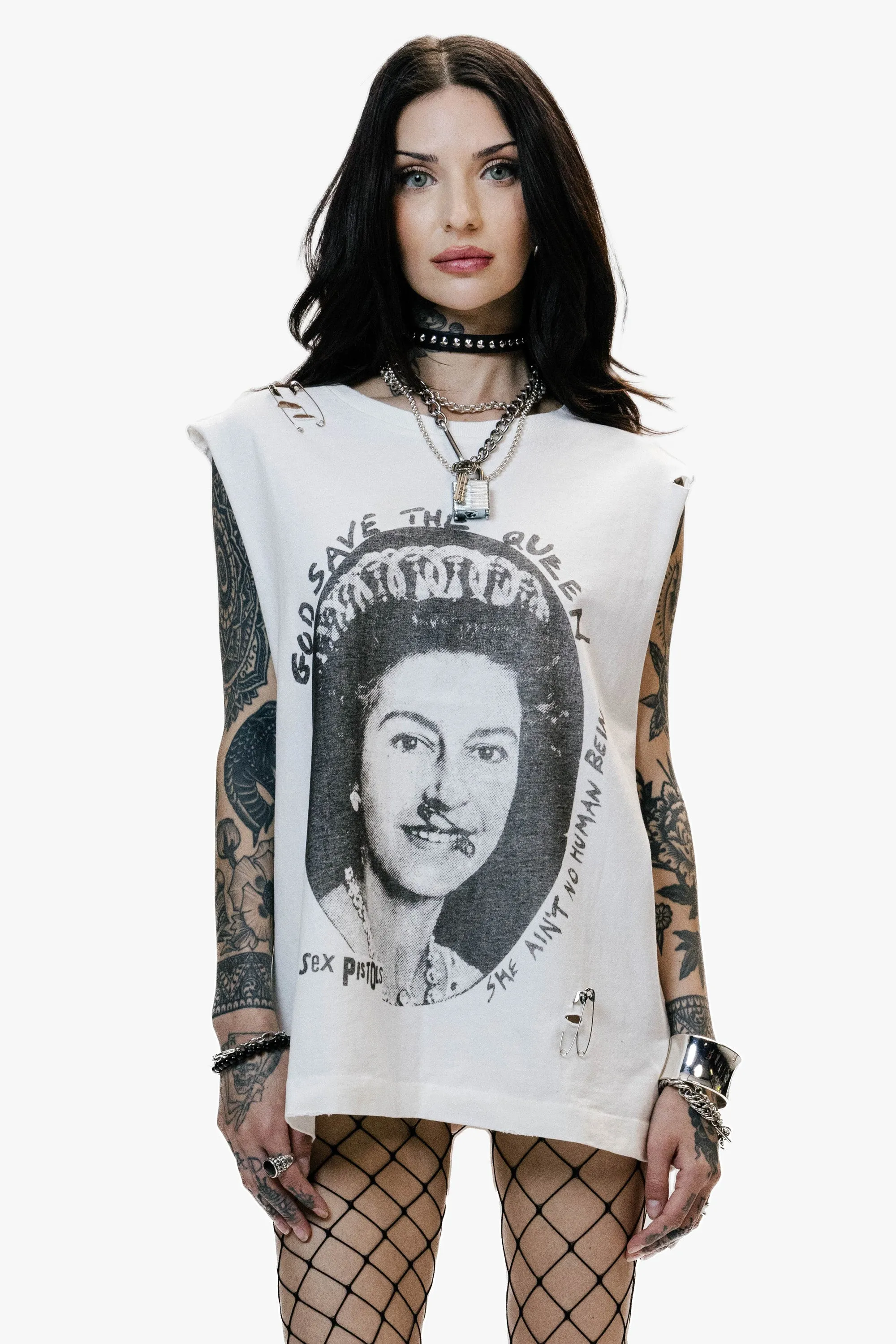 Sex Pistols God Save The Queen Safety Pin Vintage Tank