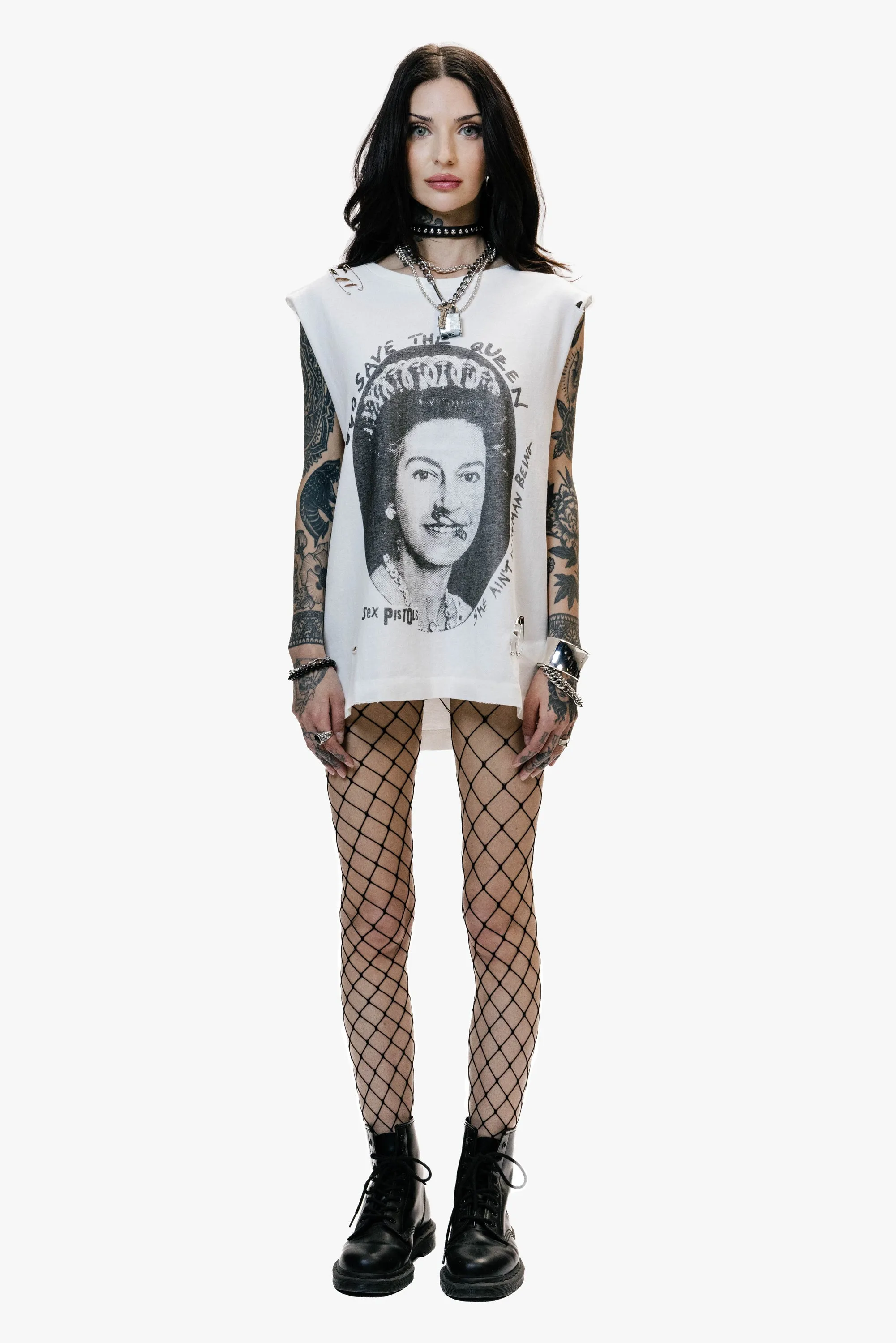 Sex Pistols God Save The Queen Safety Pin Vintage Tank