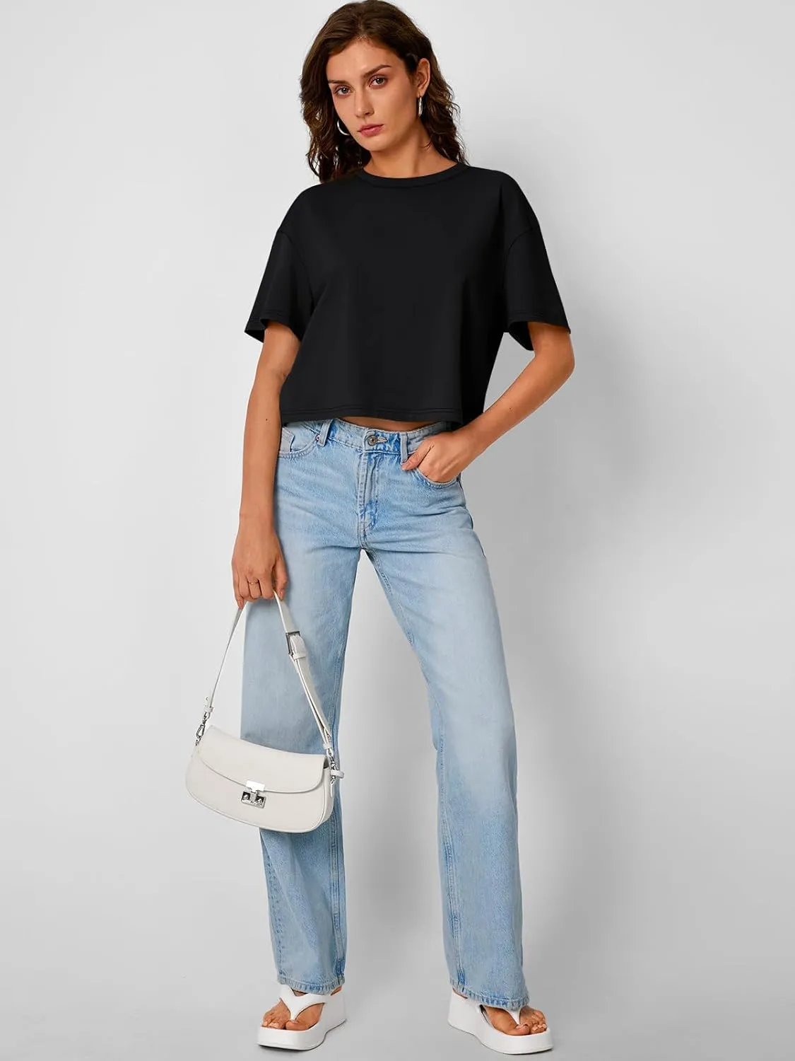 Trendy Queen Womens Crop Tops Oversized Workout Tshirts Short Sleeve Tees Summer Spring 2025 Casual Trendy Fashion Clothes