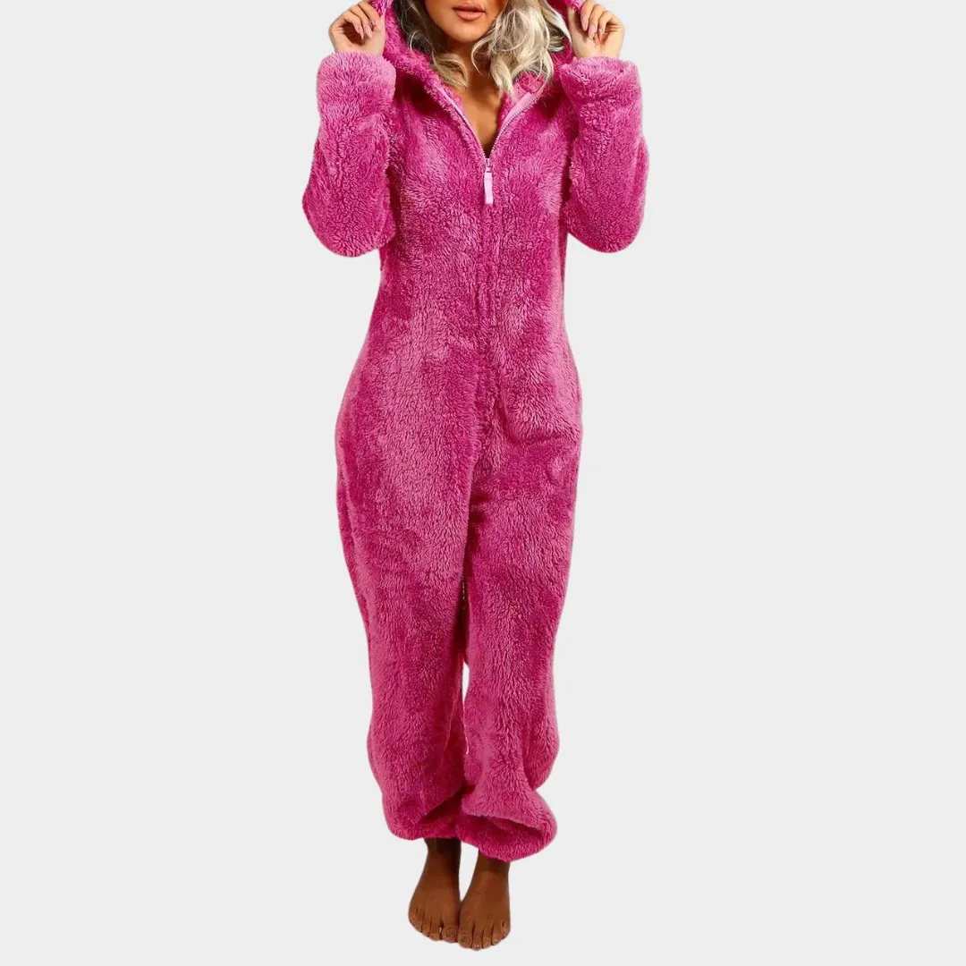 Womens Hooded Onesie Pajamas  Soft Fleece  Zip Closure  Warm & Cozy Loungewear  Multiple Colours