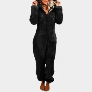 Womens Hooded Onesie Pajamas  Soft Fleece  Zip Closure  Warm & Cozy Loungewear  Multiple Colours