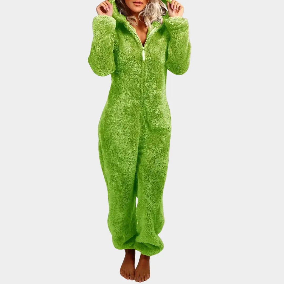 Womens Hooded Onesie Pajamas  Soft Fleece  Zip Closure  Warm & Cozy Loungewear  Multiple Colours