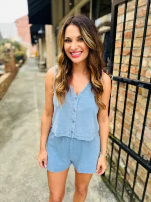 Z Supply Solace Jersey Denim Tank- Med Indigo