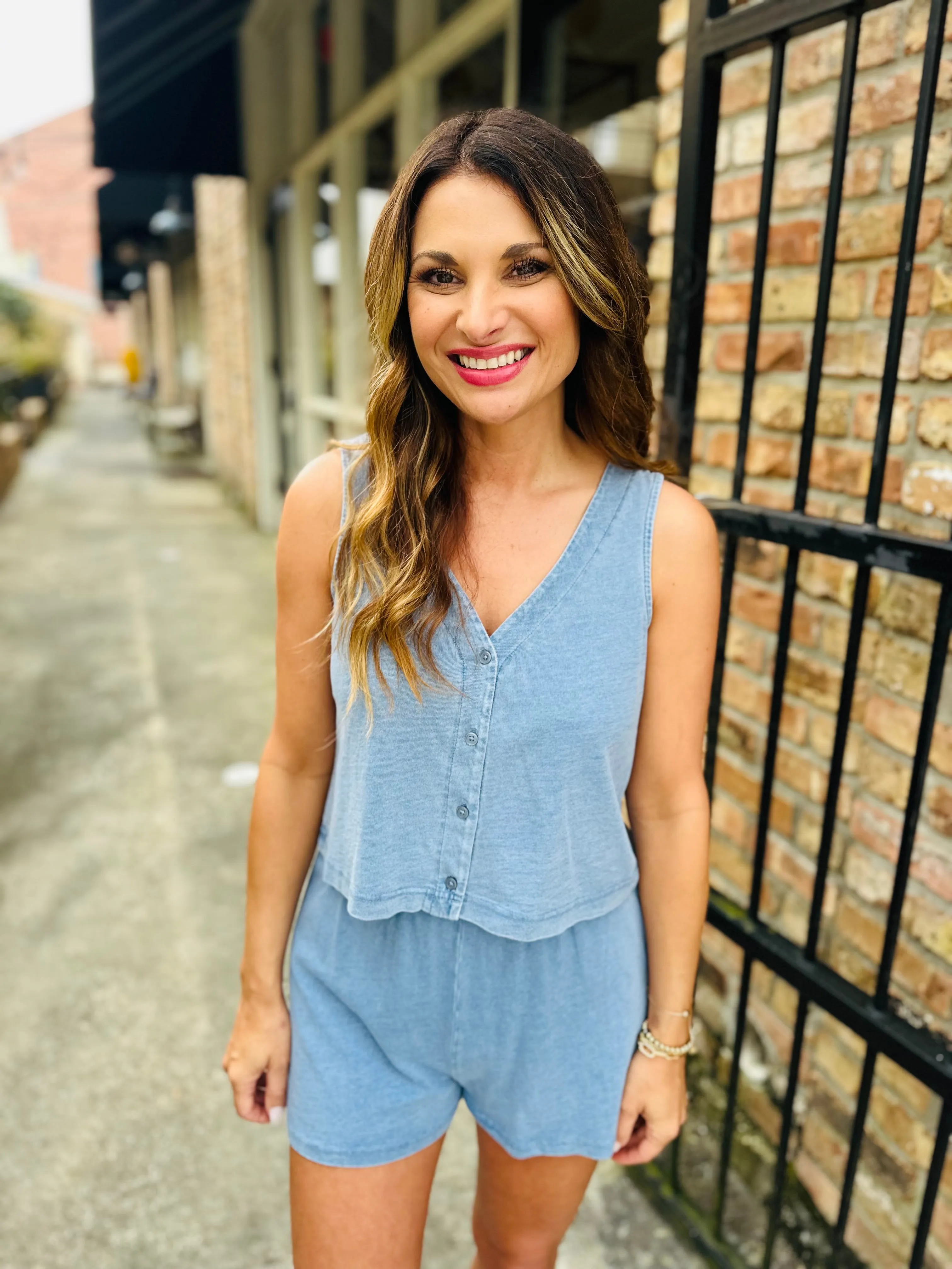 Z Supply Solace Jersey Denim Tank- Med Indigo