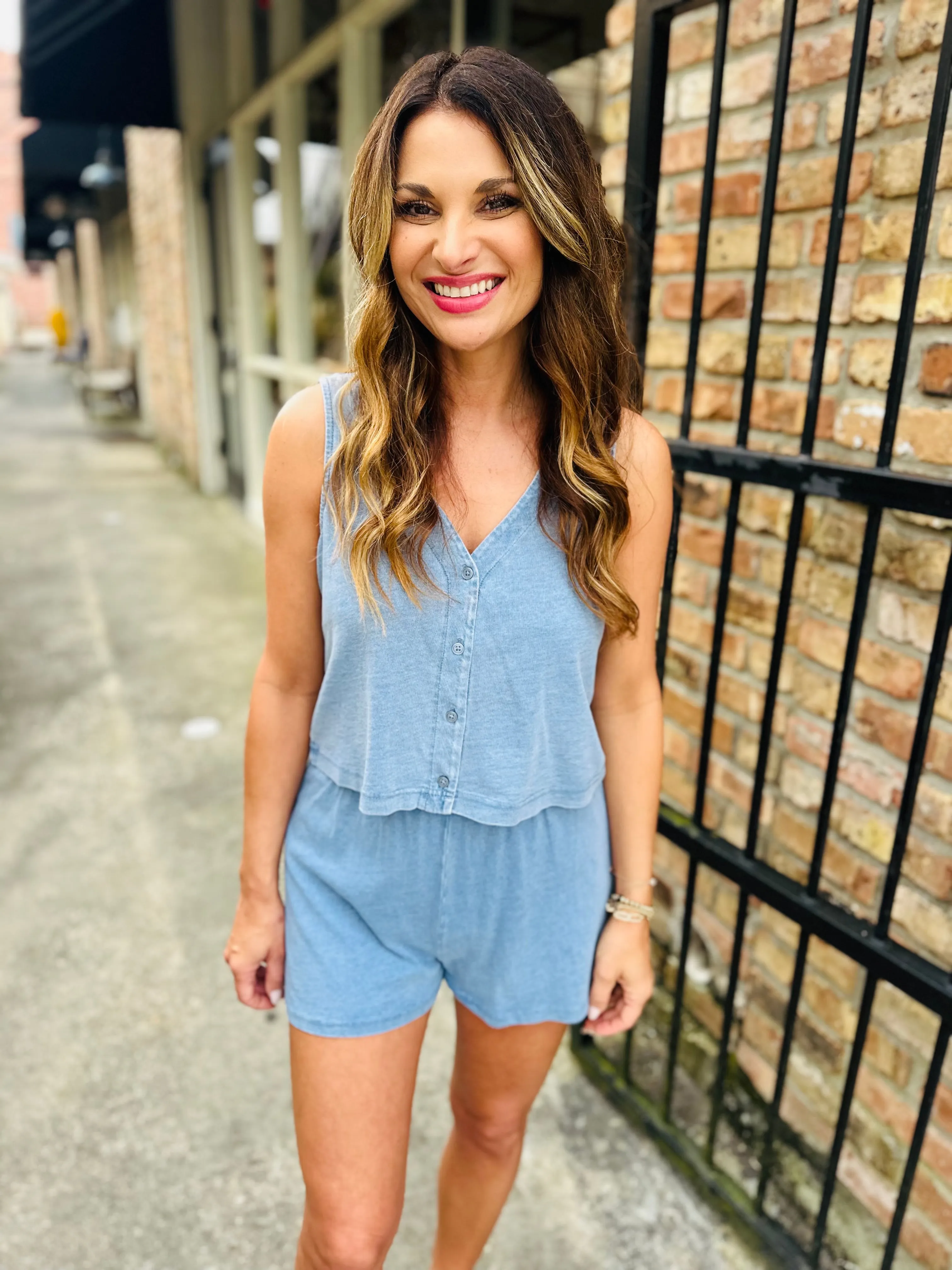 Z Supply Solace Jersey Denim Tank- Med Indigo
